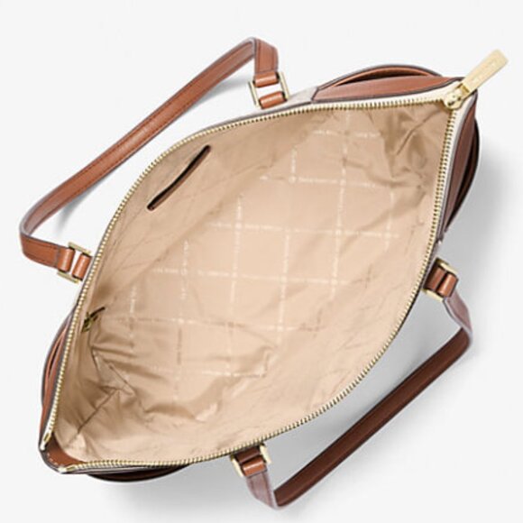 NWT Michael Kors Charlotte Top Zip Tote MK Signature Shoulder Bag  Vanilla - Picture 4 of 16